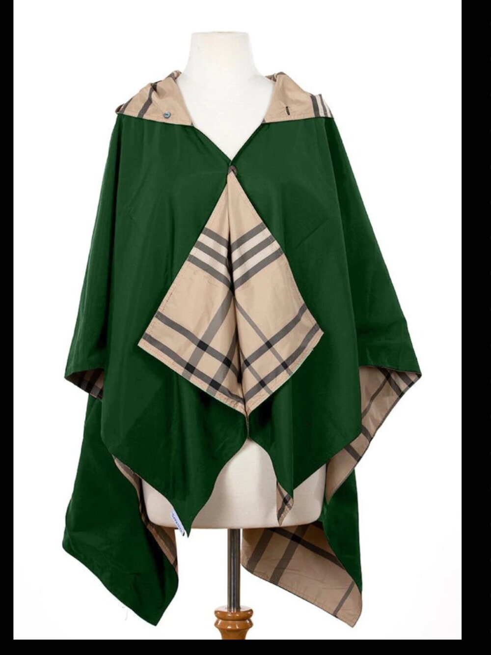 RAINRAPS RAIN PONCHO GREEN PLAID RR5 REVERSIBLE ONE SIZE NWT